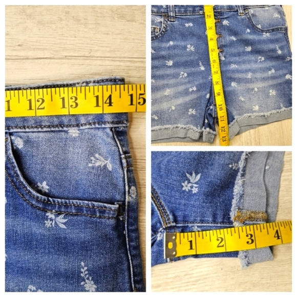 Girls Wonder Nation Daisy Denim Shorts 18 Green Pink Striped Tie Waist Top 14/16 - Picture 7 of 8